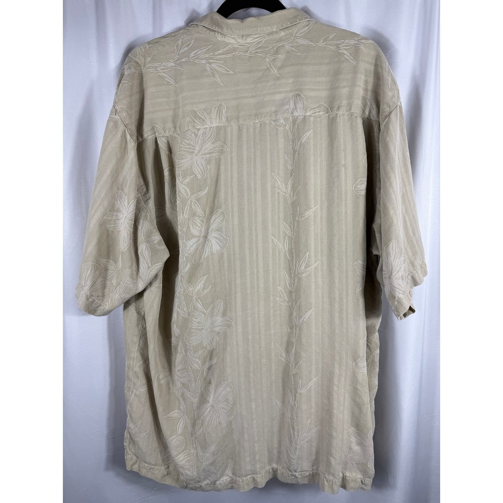 Tommy Bahama 100% Silk Shirt Mens XL Beige Floral Hawaiian Vacation Wear - Picture 5 of 5